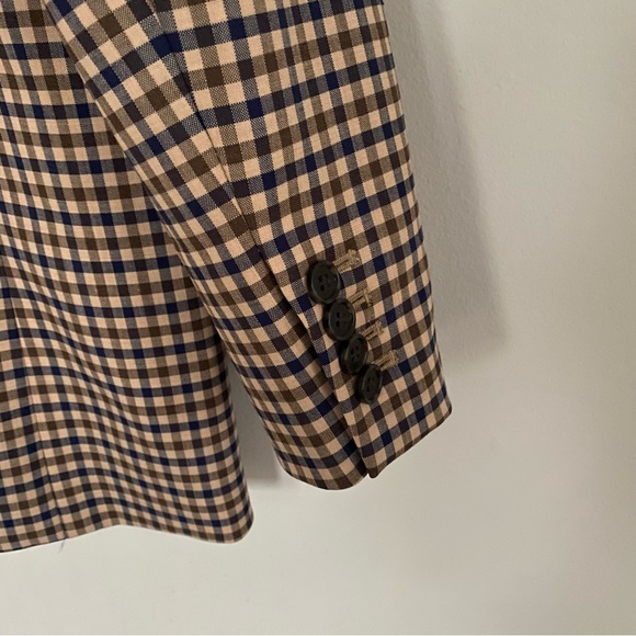 J. Crew Alfie Honey Plaid Italian Wool Stretch Blazer Size 10 NWOT Tollegno 1900 - Picture 7 of 16
